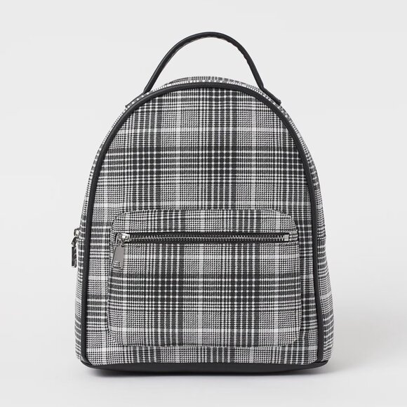 H&M Small Black Plaid Mini Backpack - Picture 1 of 7